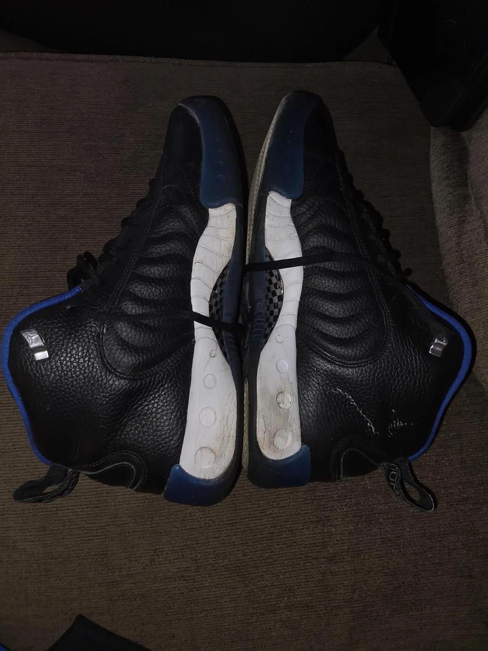Jordan Black and Royal Blue High-Top Sneakers